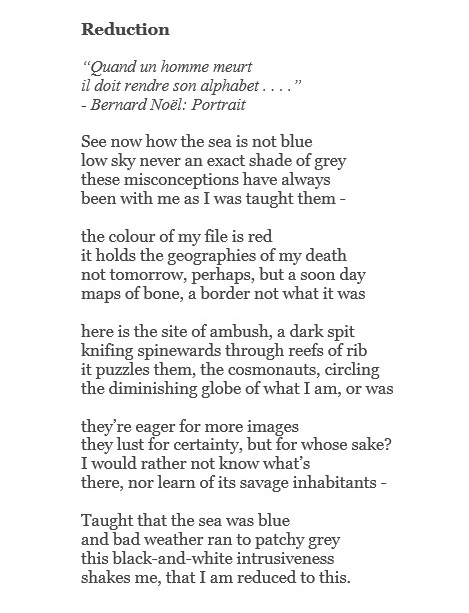 Reduction - A New Poem