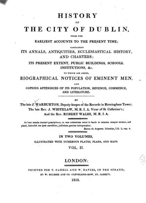 History of Dublin 1818